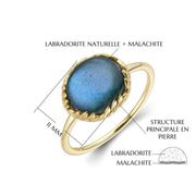 Labradorit und Malachit ring