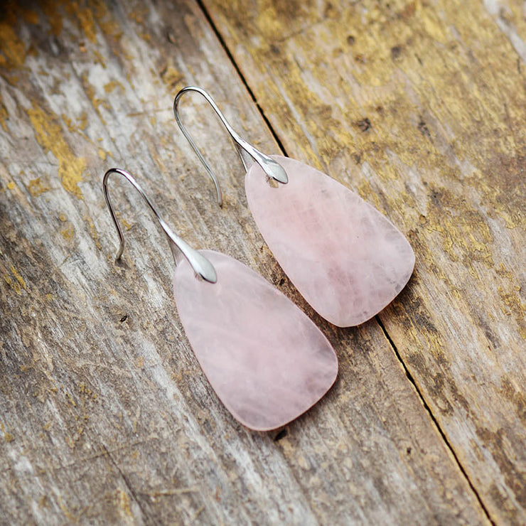 Ohrringe "Wassertropfen" in rosa Quarz