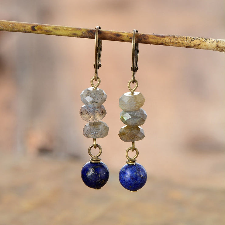 Ohrringe in Labradorit und Lapis-Lazuli